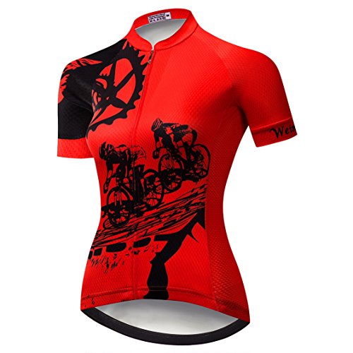 Radtrikot Frauen Mountain Bike Trikot Shirts Kurzarm Rennrad Kleidung MTB Tops Sommer Sommer Kleidung Rot Fahren Größe S von Weimostar