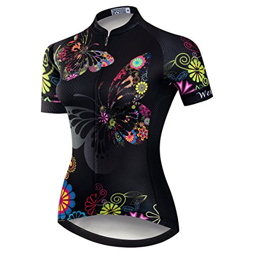 Radtrikot Frauen Mountain Bike Trikot Shirts Kurzarm Rennrad Kleidung MTB Tops Sommer Sommer Kleidung Schmetterling schwarz Größe M von Weimostar