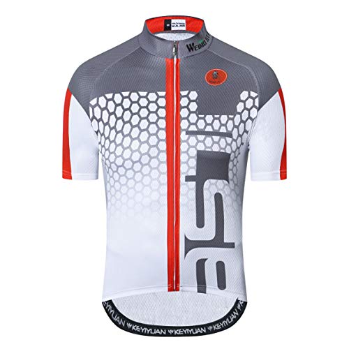 Radtrikot Herren Fahrrad Top Kurzarm MTB Shirt Reißverschluss Mountain Road Kleidung Fahrrad Sommer Team Sport Reiten Rennrad Trikot schnell trocken weiß XXXL von Weimostar