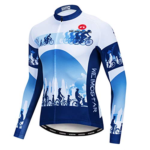 Radtrikot Herren Herbst Fahrradbekleidung Langarm MTB Jersey Atmungsaktiv Radfahren Sportbekleidung, 21, XL Brust 108/116 cm von Weimostar