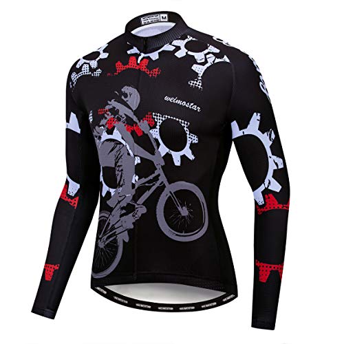 Radtrikot Herren Herbst Fahrradbekleidung Langarm MTB Jersey Atmungsaktiv Radfahren Sportbekleidung, 22, M Brust 94/102 cm von Weimostar