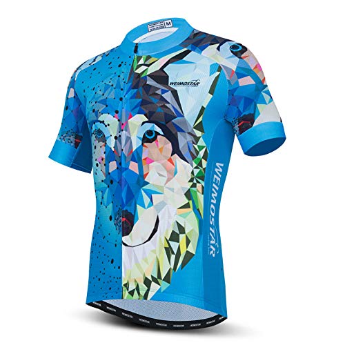 Radtrikot Herren Herren Fahrrad mit Reißverschluss Tops Shirts Atmungsaktive Quick Dry Wolf Blue Size XXXL von Weimostar