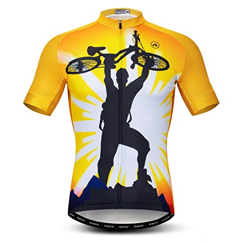 Radtrikot Herren MTB Trikot Reißverschluss Kurzarm Biker Racing Tops Mountain Road Bekleidung Fahrrad Shirts Jacke Sommer Fahrrad Bluse für Herren Atmungsaktiv Schnelltrocknend Größe M von Weimostar