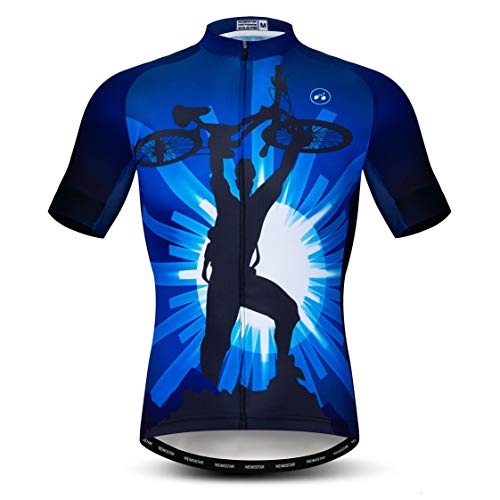 Radtrikot Herren MTB Trikot Reißverschluss Kurzarm Biker Racing Tops Mountain Road Bekleidung Fahrrad Shirts Jacke Sommer Fahrrad Bluse für Herren Atmungsaktiv Schnelltrocknend Größe XXL von Weimostar