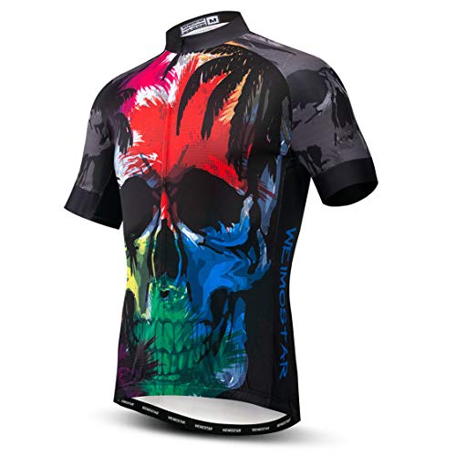 Radtrikot Herren MTB Trikot Reißverschluss Kurzarm Biker Tops Mountain Road Bekleidung Fahrrad Shirts Jacke Sommer Pro Team Rennrad Trikot für Herren Atmungsaktiv Größe L von Weimostar