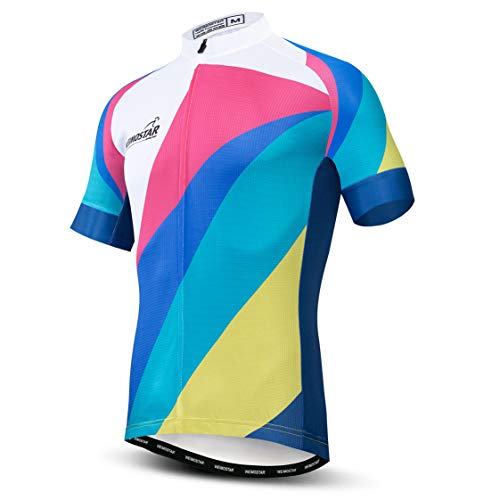 Radtrikot Herren MTB Trikot Reißverschluss Kurzarm Biker Tops Mountain Road Bekleidung Fahrrad Shirts Jacke Sommer Pro Team Rennrad Trikot für Herren Atmungsaktiv Größe L von Weimostar