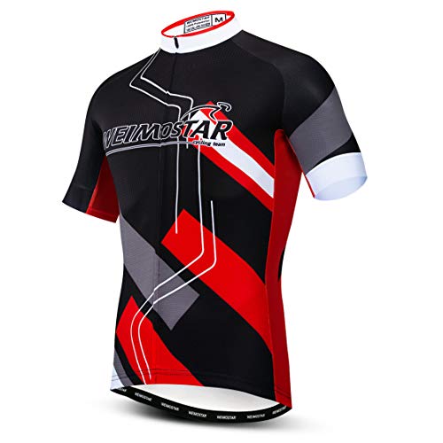 Radtrikot Herren MTB Trikot Reißverschluss Kurzarm Biker Tops Mountain Road Bekleidung Fahrrad Shirts Jacke Sommer Pro Team Rennrad Trikot für Herren Atmungsaktiv Größe M von Weimostar