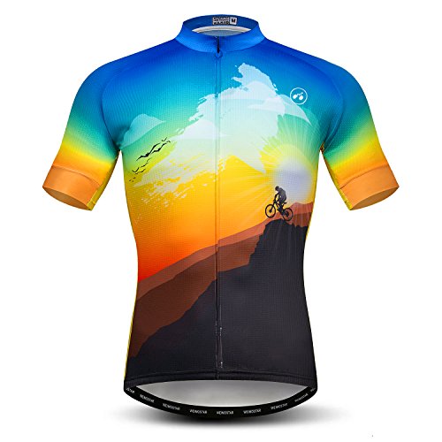 Radtrikot Herren MTB Trikot Reißverschluss Kurzarm Biker Tops Mountain Road Bekleidung Fahrrad Shirts Jacke Sommer Pro Team Rennrad Trikot für Herren Atmungsaktiv Größe XL von Weimostar