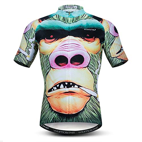 Radtrikot Herren MTB Trikot Reißverschluss Kurzarm Biker Tops Mountain Road Bekleidung Fahrrad Shirts Jacke Sommer Pro Team Rennrad Trikot für Herren Atmungsaktiv Schnelltrocknend Grün Gelb Größe XL von Weimostar