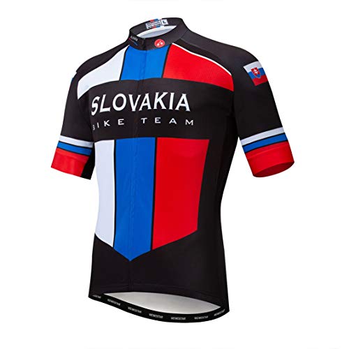 Radtrikot Herren MTB Trikot Reißverschluss Kurzarm Biker Tops Mountain Road Bekleidung Fahrrad Shirts Jacke Sommer Pro Team Rennrad Trikot für Herren Atmungsaktiv Slowakei Größe L von Weimostar