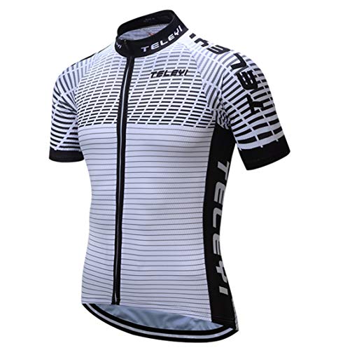 Radtrikot Herren MTB Trikot Reißverschluss Mountain Road Fahrrad Tops T-Shirts Atmungsaktive, schnell trocknende Kleidung Pro Team Outdoor Sports Radtrikot für Herrenbekleidung weiß XXXL von Weimostar