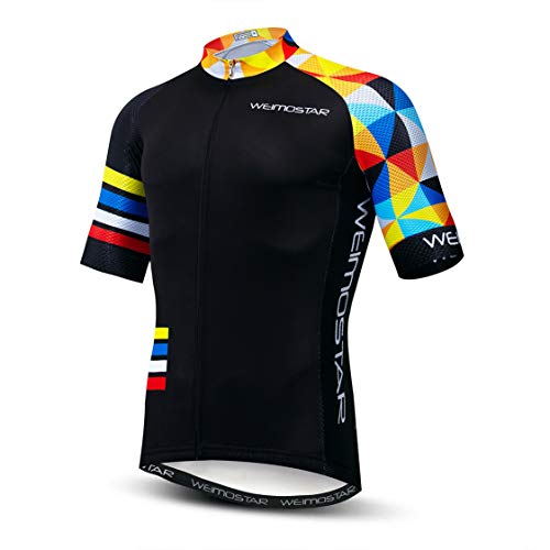 Radtrikot Herren Radtrikot Kurzarm MTB Trikot Zip Mountain Road Bekleidung Fahrrad Top Shirts Sommer Pro Team Sport Reiten Rennrad Trikot für Herren Größe L von Weimostar