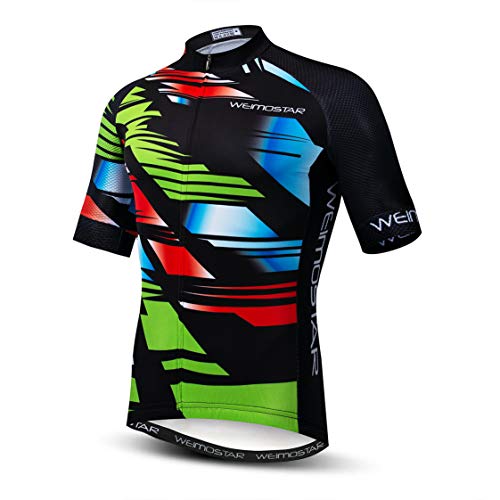 Radtrikot Herren Radtrikot Kurzarm MTB Trikot Zip Mountain Road Bekleidung Fahrrad Top Shirts Sommer Pro Team Sport Reiten Rennrad Trikot für Herren Größe XXL von Weimostar