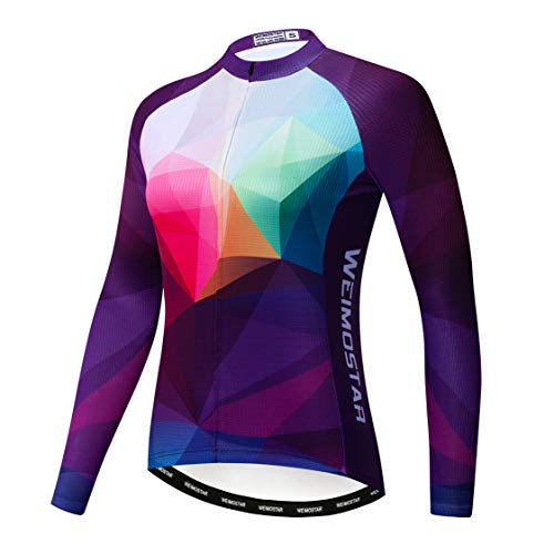 Radtrikot Langarm Damen Mountainbike Trikot Zip Shirts Rennrad Bekleidung Outdoor Sport Racing MTB Tops für Damen Damen Bouse Herbst Herbst Atmungsaktiv Schnelltrocknend Größe L von Weimostar