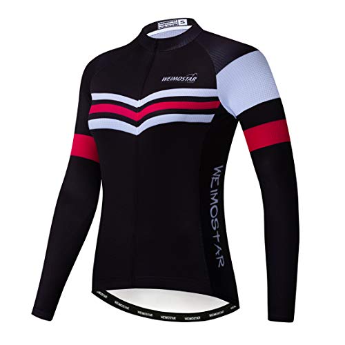 Radtrikot Langarm Damen Mountainbike Trikot Zip Shirts Rennrad Bekleidung Outdoor Sport Racing MTB Tops für Damen Damen Bouse Herbst Herbst Atmungsaktiv Schnelltrocknend Größe L von Weimostar