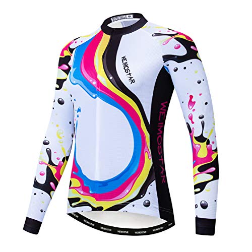 Radtrikot Langarm Damen Mountainbike Trikot Zip Shirts Rennrad Bekleidung Outdoor Sport Racing MTB Tops für Damen Damen Bouse Herbst Herbst Atmungsaktiv Schnelltrocknend Größe L von Weimostar