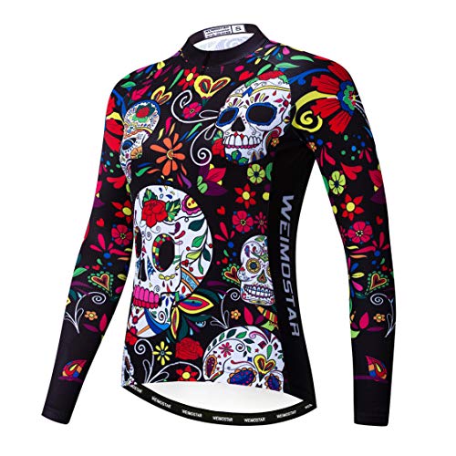 Radtrikot Langarm Damen Mountainbike Trikot Zip Shirts Rennrad Bekleidung Outdoor Sport Racing MTB Tops für Damen Damen Bouse Herbst Herbst Atmungsaktiv Schnelltrocknend Größe M von Weimostar