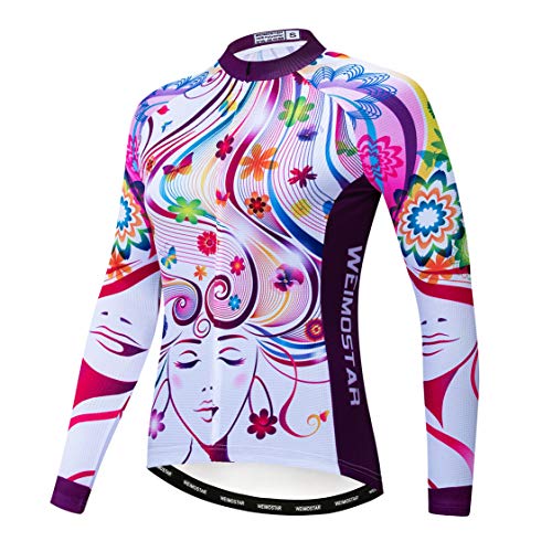 Radtrikot Langarm Damen Mountainbike Trikot Zip Shirts Rennrad Bekleidung Outdoor Sport Racing MTB Tops für Damen Damen Bouse Herbst Herbst Atmungsaktiv Schnelltrocknend Größe M von Weimostar