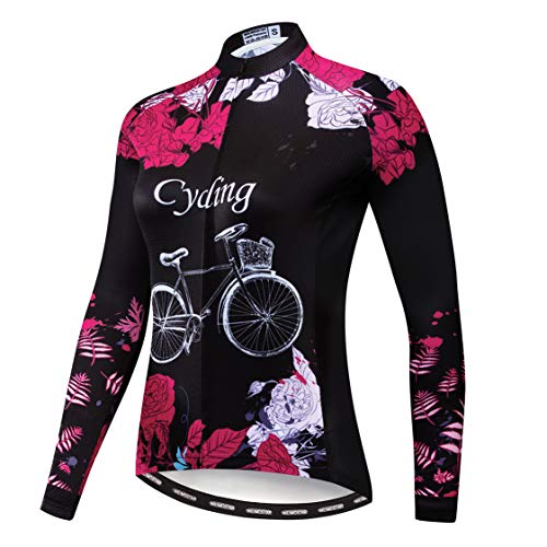 Radtrikot Langarm Damen Mountainbike Trikot Zip Shirts Rennrad Bekleidung Outdoor Sport Racing MTB Tops für Damen Damen Bouse Herbst Herbst Atmungsaktiv Schnelltrocknend Größe S von Weimostar