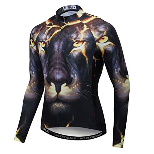 Radtrikot Langarm Herren Mountainbike MTB Trikot Shirts Rennrad Bekleidung Reiten Outdoor Racing Tops für Herren Bouse Herbst Herbst Frühling Polyester Gelb Schwarz Größe XL von Weimostar
