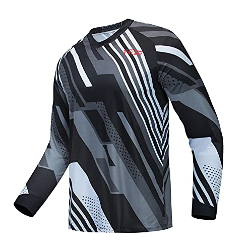 Radtrikot Langarm Herren Mountainbike Motocross Jersey MTB T-Shirt Downhill Tops Outdoor Sports Racing Bluse Herbst Sommer Schwarz L von Weimostar