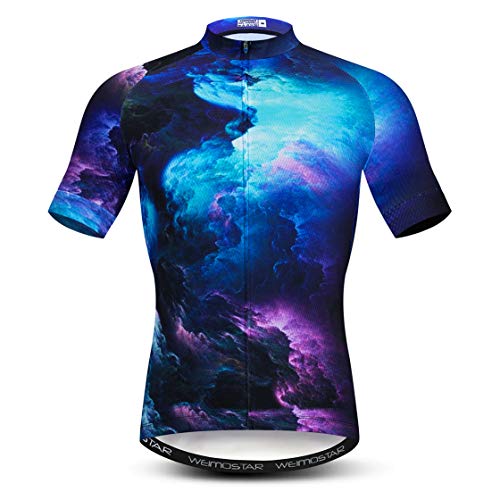 Radtrikot MTB-Jersey-Reißverschluss 3D-Radtrikot Herren Mountain Road Bekleidung Fahrrad-Oberteile Hemden Sommer Pro Team Rennrad Trikot für Herren Atmungsaktiv, schnell und trocken Blau Größe S von Weimostar