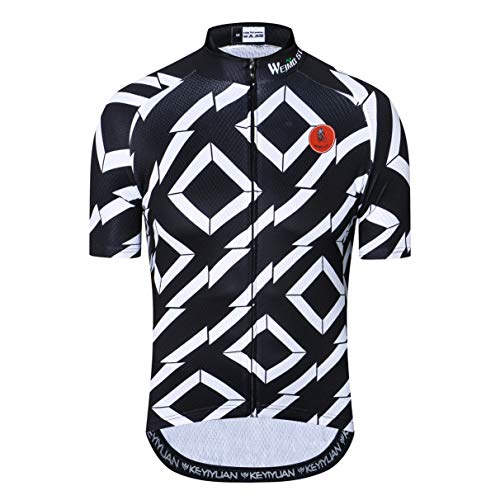 Radtrikot Männer Fahrrad Top Kurzarm MTB Shirt Reißverschluss Mountain Road Kleidung Fahrrad Sommer Team Sport Reiten Rennrad Trikot schnell trocken schwarz weiß L. von Weimostar