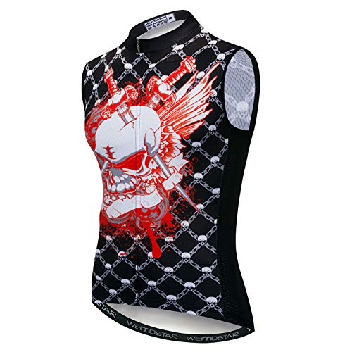 Radtrikot Männer Fahrrad ärmellose Fahrradweste Rennradbekleidung Reiten Rennen MTB Shirt Mountain Reiten Sport Top Grau XL von Weimostar