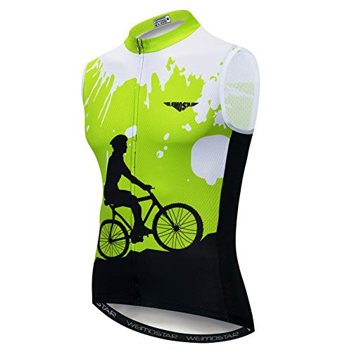 Radtrikot Männer Fahrrad ärmellose Fahrradweste Rennradbekleidung Reiten Rennen MTB Shirt Mountain Reiten Sport Top grün XXL von Weimostar