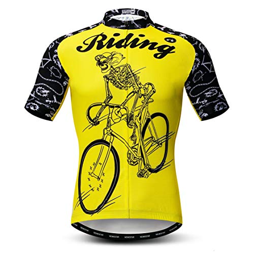 Radtrikot Männer Fahrradbekleidung Fahrrad Jersey Top Bergstraße MTB Jersey Shirt Kurzarm Team Sportbekleidung Gelbes Reiten Größe S von Weimostar