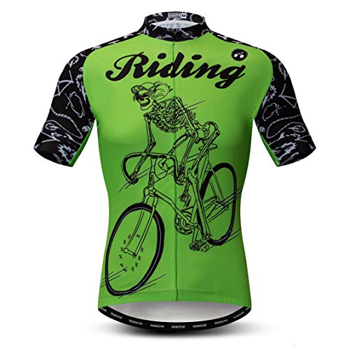 Radtrikot Männer Fahrradbekleidung Fahrrad Jersey Top Bergstraße MTB Jersey Shirt Kurzarm Team Sportbekleidung grünes Reiten Größe XXL von Weimostar