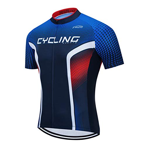 Radtrikot Männer Herren Bike Top voller Reißverschluss Fahrrad Shirt Straße Fahrrad Kleidung Reiten Rennen MTB Kleidung Berguniform Team Sommer blau rot XXXL von Weimostar