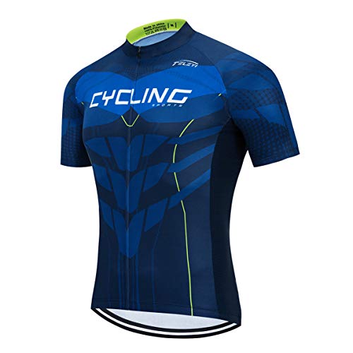 Radtrikot Männer Männer Bike Top voller Reißverschluss Fahrrad Shirt Straße Fahrrad Kleidung Reiten Rennen MTB Kleidung Berguniform Team Sommer männlich blau XL von Weimostar