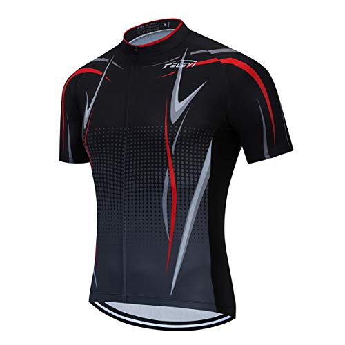 Radtrikot Männer Männer Bike Top voller Reißverschluss Fahrrad Shirt Straße Fahrrad Kleidung Reiten Rennen MTB Kleidung Berguniform Team Sommer schwarz rot L. von Weimostar