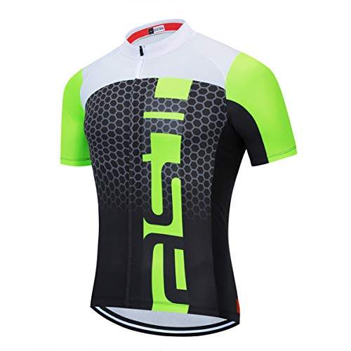 Radtrikot Männer Männer Bike Top voller Reißverschluss Fahrrad Shirt Straße Fahrrad Kleidung Reiten Rennen MTB Kleidung Berguniform Team Sommer weiß grün L. von Weimostar