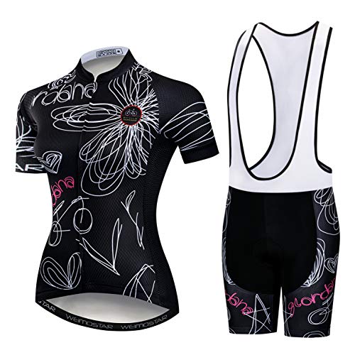 Radtrikot Set Damen Fahrrad Trikot Trägerhose Anzug Damen MTB Top Bottom Shirts Road Mountain Fahrrad Kleidung Kleidung Uniform Sommerrennen für Frauen Brethable Weiß Größe M. von Weimostar