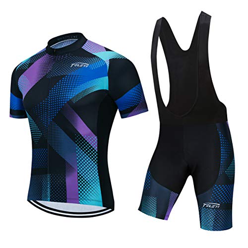 Radtrikot Sets Herren Bike Top Mountainbike Trikot Trägerhose Anzug Fahrrad Shirt Rennrad Bekleidung Reiten Rennsport MTB Kleidung Sommer lila M von Weimostar