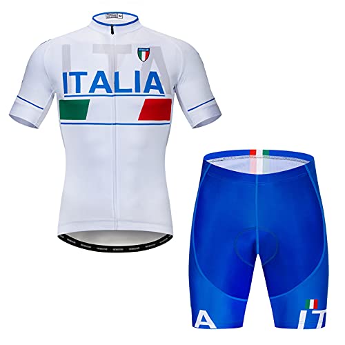 Radtrikot Shorts Set Gefüttert Herren Fahrrad Top Anzug Hemd Rennrad Bekleidung MTB Mountain Outfits Weiß L von Weimostar