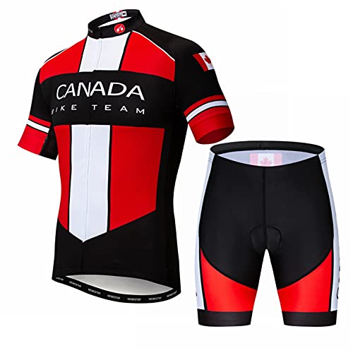Radtrikot Shorts Set Gepolstert Herren Fahrrad Top Anzug Shirt Rennrad Bekleidung MTB Mountain Outfits Kanada L von Weimostar