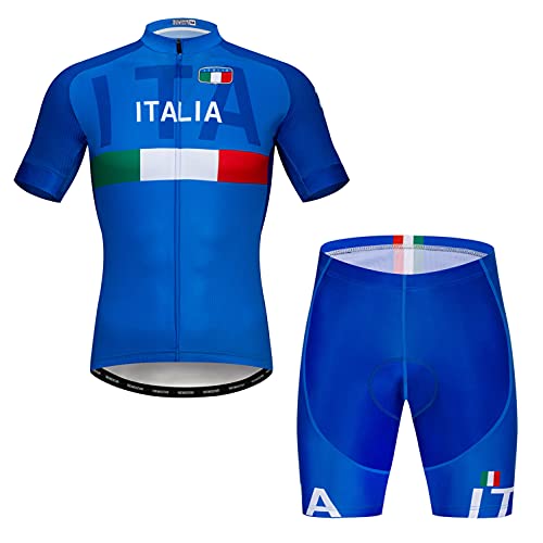 Radtrikot Shorts Set gefüttert Herren Fahrrad Top Anzug Shirt Rennrad Bekleidung MTB Mountain Outfits Blau XL von Weimostar