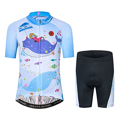 Radtrikot Shorts Set gepolstert Kinder Fahrrad Top Anzug Kinder Fahrrad MTB Shirt Boy Girl Mountain Road Kleidung Short Racing Reitstrumpfhose L. von Weimostar