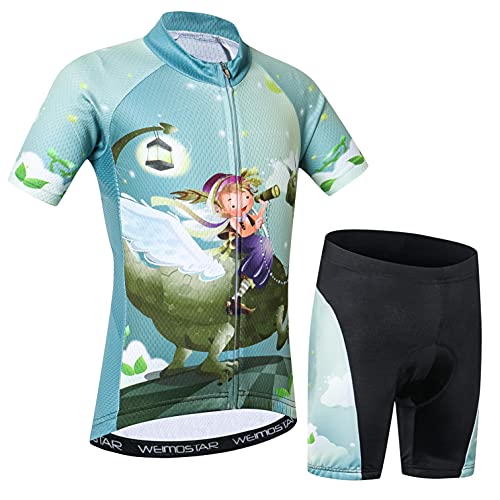 Radtrikot Shorts Set gepolstert Kinder Fahrrad Top Anzug Kinder Fahrrad MTB Shirt Boy Girl Mountain Road Kleidung Short Racing Reitstrumpfhose XL von Weimostar