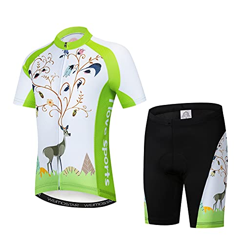 Radtrikot Shorts Set gepolstert Kinder Fahrrad Top Anzug Kinder Fahrrad MTB Shirt Boy Girl Mountain Road Kleidung Short Racing Reitstrumpfhose XL von Weimostar