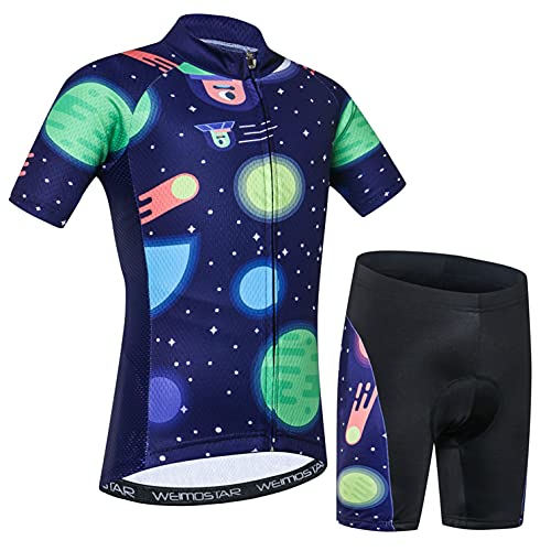 Radtrikot Shorts Set gepolstert Kinder Fahrrad Top Anzug Kinder Fahrrad MTB Shirt Boy Girl Mountain Road Kleidung Short Racing Reitstrumpfhose XXL von Weimostar