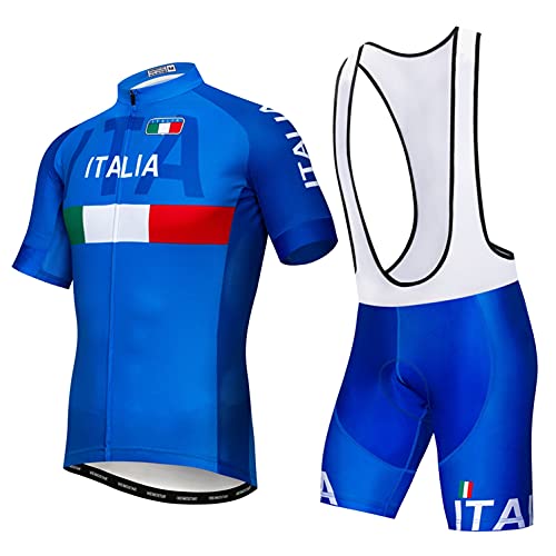 Radtrikot Trägerhose Set gepolstert Herren Fahrrad Top Anzug Shirt Rennrad Bekleidung Blau L von Weimostar