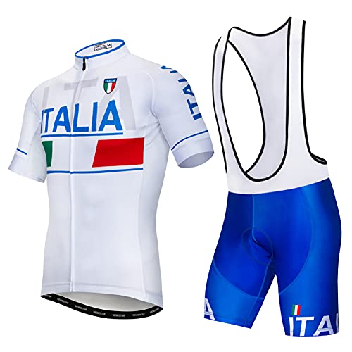 Radtrikot Trägerhose Set gepolstert Herren Radtrikot Anzug Shirt Rennrad Bekleidung Weiß M von Weimostar