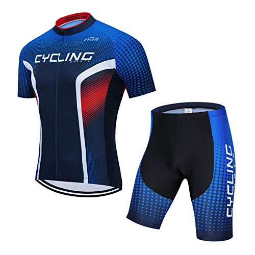 Radtrikot setzt Herren Bike Top Mountainbike Trikot Shorts Anzug Fahrrad Shirt Road Fahrrad Kleidung Reiten Rennen MTB Kleidung Sommer blau rot XXL von Weimostar