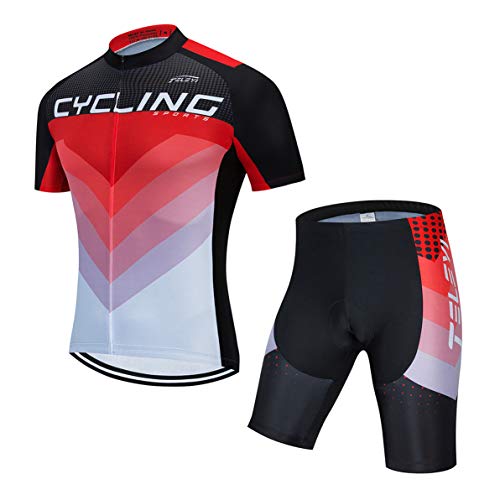 Radtrikot setzt Männer Bike Top Mountainbike Trikot Shorts Anzug Fahrrad Shirt Road Fahrradbe Rennen MTB Kleidung Sommer atmungsaktiv Sommer Radfahren rot M. von Weimostar