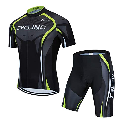 Radtrikot setzt Männer Bike Top Mountainbike Trikot Shorts Anzug Fahrrad Shirt Road Fahrradbe Rennen MTB Kleidung Sommer atmungsaktiv Sommergrün Schwarz M. von Weimostar