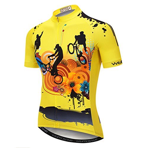 Weimostar Bike Jersey Herren radtrikot Kurzarm Mountain Road Clothing Fahrrad top MTB Jersey atmungsaktive Sommer sportbekleidung Gelb Größe XL von Weimostar